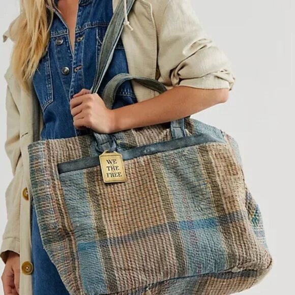 Free People We The Free Kantha Sashiko Tote NWT - Picture 1 of 3